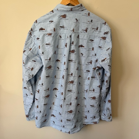 Flint River Outdoor Wear Fly Fishing Lure Cotton Denim Button Down Size L - Picture 5 of 5